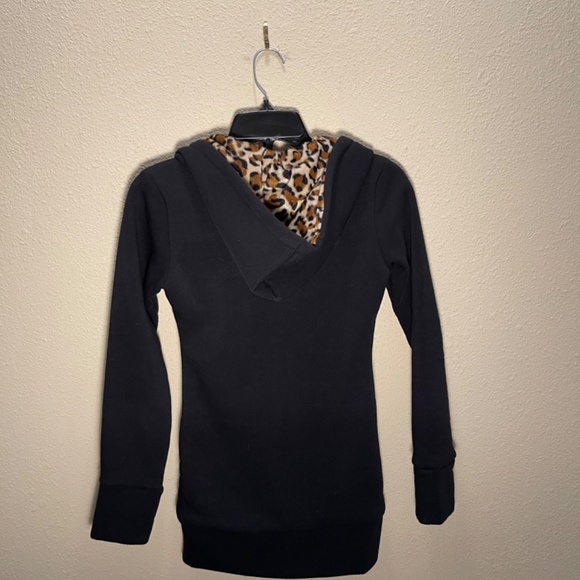 XS Furry Leopard Lined ¾ Length Zip Hoodie - Picture 5 of 6